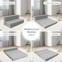 70 x 190 cm Sillón Cama Plegable, Sofá Cama Plegable con Espuma de Memoria y Almohada, Colchón de Suelo para Yoga, Oficina, Salón, Futon Sofá Cama Portada Lavable Unos, Gris Claro - details 39