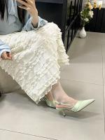Zapatos de tacón alto plateados puntiagudos para mujer stiletto back zapatos individuales vacíos nuevos con falda bolsa cabeza sandalias zapatos de mujer - details 41