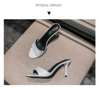 Zapatillas de cuero de tacón alto, tacones delgados para mujer, zapatillas geniales de un personaje de moda de verano, nuevas - details 19