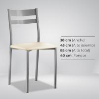 Dos Sillas de Cocina Respaldo Franjas Beige - details 9