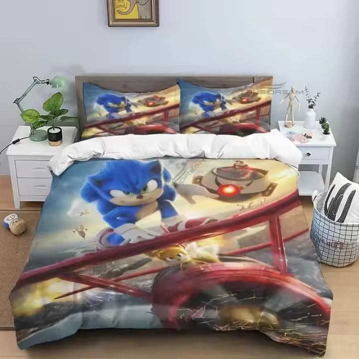 Juego de Ropa de Cama de Animaciones de Dibujos 3D Cubierta de Edredón, Funda de Almohada, Funda de Cama Tamaño Rey y Reina Diseño de Animales de Juegos de Dibujos - 1