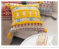 Bonenjoy 1 funda de cojín de estilo bohemio para decoración del hogar, fundas de almohadas con borlas, fundas de cojín de lino y algodón, funda de almohada de 45x45cm - details 0