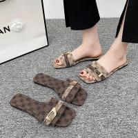 Sandalias y zapatillas de moda de gran tamaño para mujer, nuevo estilo de verano, sandalias con tiras de Metal de fondo plano para mujer - details 8