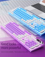 Teclado de máquina de escribir para juegos, periféricos redondos de 104 teclas con cable, Color a juego, retroiluminado, para ordenador de escritorio y portátil - details 12