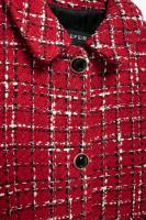 Abrigo de Moda de Otoño para Mujer Cuello Cerrado, Manga Larga, Textura a Cuadros Rojo, Abrigo Exterior Delgado con Bolsillos de Abrigo de Viento y Lluvia - details 9