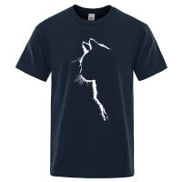 Camisetas de algodón con estampado de gato para hombre, camisa de manga corta de verano, ropa de calle de Hip-Hop, divertidas - details 11