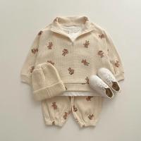 Conjunto De Ropa Infantil Primavera Para Bebés Niño Y Niña Con Camiseta De Manga Larga Y Pantalones 2 Piezas Estilo Casual Material Algodón Y Poliéster Diseño De Oso Divertido - details 0