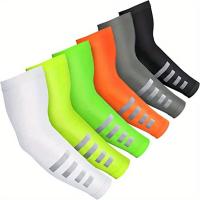 1 par de mangas de protección solar UV para verano, reflectantes, de poliéster, materiales no textiles, con ciclismo nocturno, correr, calentadores de brazos, cubrebrazos deportivos para hombres y mujeres. - details 0