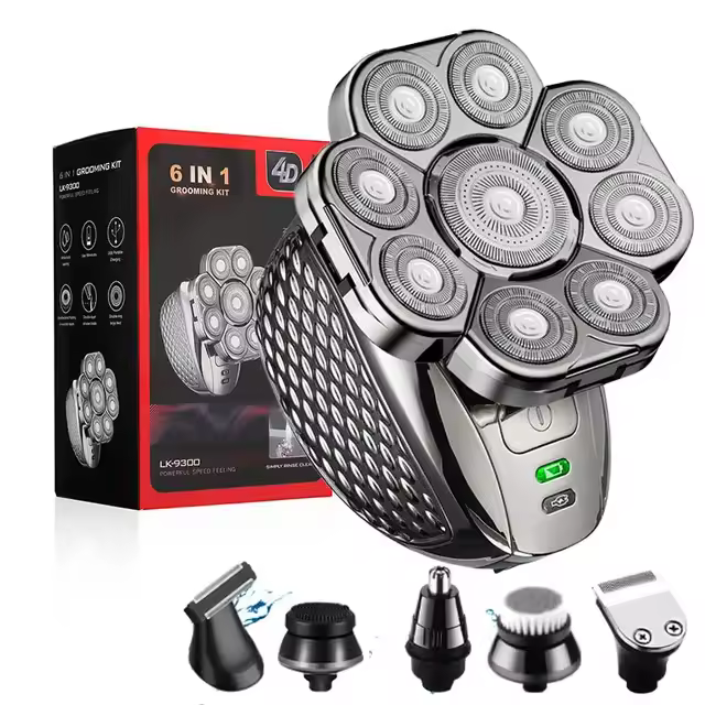 Afeitadora Eléctrica de Cabeza Calva para Hombres Recargable, 9 Cuchillas, Corte de Barba, Nose y Oreja Productos de Belleza - 1