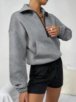 Suéter suelto grueso, sudaderas cálidas con cremallera, mujeres lisas, Top coreano a juego para - details 1