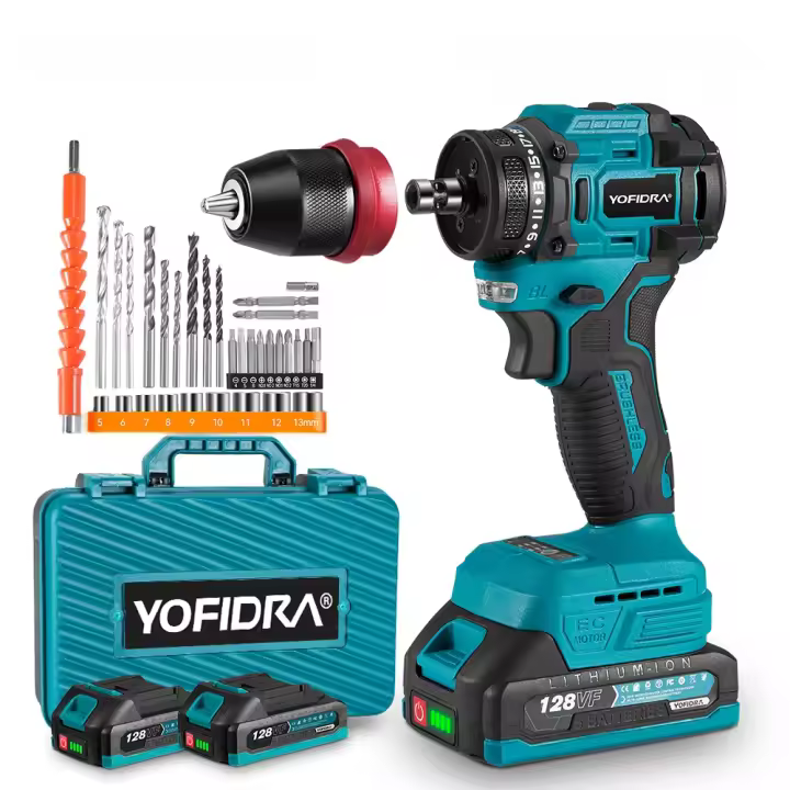 Yofidra Taladro Eléctrico Sin Escobillas Herramienta Eléctrica Multifuncional de 24 Velocidades para Hogar DIY Batería Li-Ion de 18 Volts Marca Makita 18V - 1