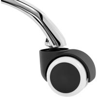 Silla de Oficina sin Reposabrazo Silla Oficina Tapizada de Cuero PU Silla con Ruedas Silla Ergonómica Base Metal Blanca - details 17