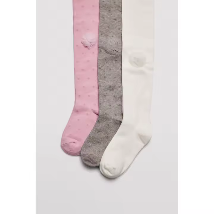Paquete de 3 calcetines leotardos de niña con detalle de flores - 1