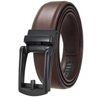 Cinturón de Negocios de Cuero Genuino BUNO Tamaño Grande Hebilla Automática de Metal Negro - details 7
