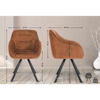 Silla De Comedor Russel Moderna Tapizada En Terciopelo o Tela I Sillón Giratorio Acolchado con Reposabrazos, Color:café, Material:Terciopelo - details 1