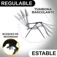 2 sillas Gravedad Cero Camping jardín y terraza, reclinables, Bloqueo de Seguridad, Estructura Acero Gris y Asiento Lona Oxford poliéster 3D Beige - details 3