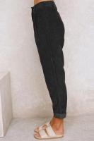 Pantalones holgados de pana de pierna recta para mujer, pantalón liso, Original, cómodo, elástico, coreano, Otoño e Invierno - details 2