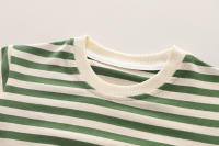 Conjunto De Ropa Infantil Para Bebé De Verano Con Estampado Rayado Camiseta Y Shorts De Algodón Y Poliéster Estilo Casual Para Niños - details 5