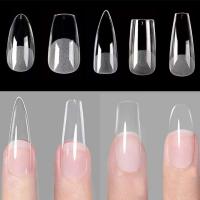 120 unidades/bolsa punta de ataúd juego completo de uñas postizas transparentes presión Artificial bailarina larga - details 0