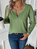 Otoño Invierno suéteres de punto con cuello redondo para mujer jersey casual - details 3