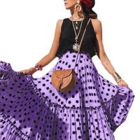 Falda estilo corrida de toros, lunares, vestido largo multicapa, suelto y con dobladillo grande - details 17