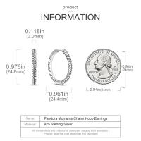 Pendientes de aro para mujer, de Plata de Ley 925, elegantes, con dije circular roscado, pendientes de aro para mujer, regalos de joyería - details 1