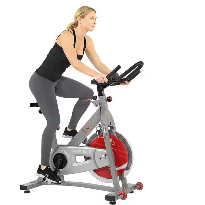 Sunny Health Fiess Pro Bicicleta estacionaria de ciclismo, volante de 40 LB, asiento ajustable en 4 direcciones para ejercicio en casa y ciclismo interior/cardio - 1
