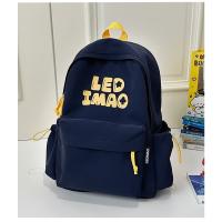 Mochila coreana simple de color sólido con alfabeto para estudiantes, mochila ligera de gran capacidad para viajes, mochila informal versátil - details 42