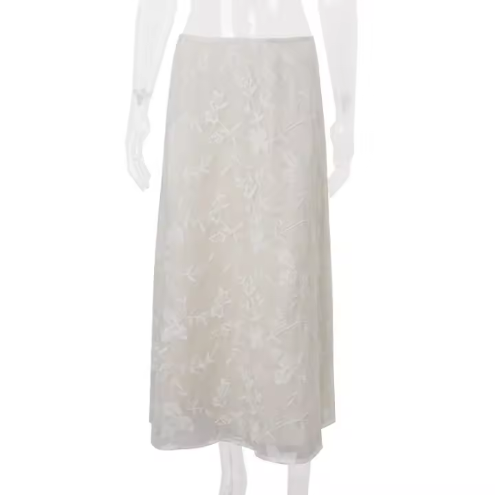 BUNO-Faldas largas elegantes francesas de malla de moda Vintage de cintura alta Casual Primavera Verano fiesta de noche nueva falda Maxi - 1