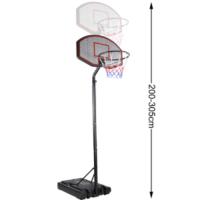 Canasta de Baloncesto móvil con Ruedas y Altura Ajustable hasta 310 cm para Exterior e Interior
