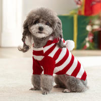 Suéter de punto a rayas para perros y gatos pequeños y medianos, ropa con capucha para mascotas, trajes para cachorros de Navidad, Otoño e Invierno - details 1