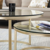 EGOONM-mesa de centro de hierro 2 en 1 para apartamento pequeño, mesa de centro para sala de estar, vidrio templado, redonda, mesa de centro lateral para sofá - details 5