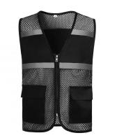 Chaleco reflectante para construcción nocturna, red de pesca con múltiples bolsillos, chaqueta voluntaria para grandes eventos, chaleco informal con cierre de cremallera para verano - details 9