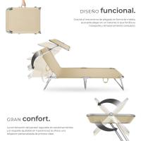 Tumbona Plegable con Toldo y Respaldo Regulables, Tumbona Piscina Resistente a la Intemperie, Tumbonas Jardín Exterior con Parasol, Tumbona Playa Carga Máx. 110 kg, Fácil Transporte - Beige - details 4