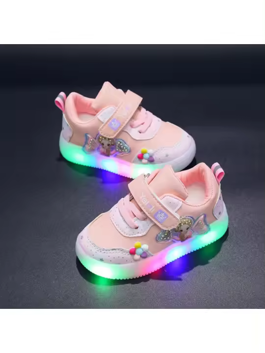 Zapatillas Deportivas de Luce LED para Niñas Zapatos de Principesa de Cuero con Cierre de Velcro - 1