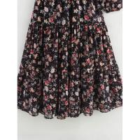 OUWU Vestido Largo de Verano Estilo Bohemio para Mujer Algodón, Lino, Floral, Manga Corta, Estilo Coreano, Casual - details 4