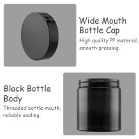 Frasco vacío de plástico negro para cosméticos, botella rellenable para crema facial, bote de viaje, contenedores de almacenamiento para dulces de frutas secas, 12 piezas, 250ml - details 3