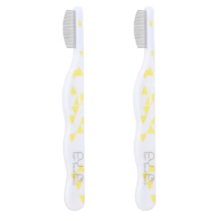 Peine para el cuidado de perros con paso de dientes finos, mango ergonómico, peine de limpieza facial de Metal para mascotas, cepillo duradero para mascotas, piojos, 2 uds. - 1