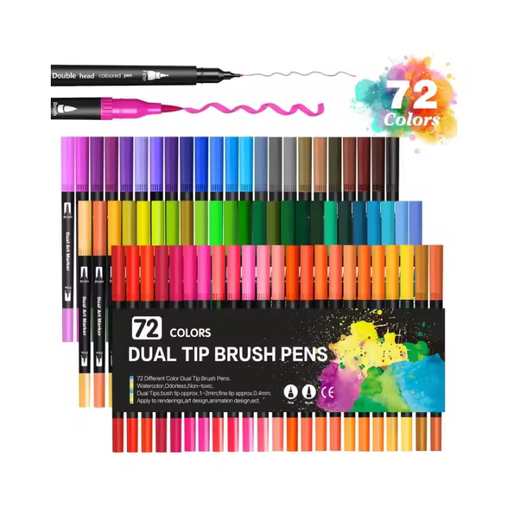 72 bolígrafos de doble punta para colorear, marcadores de arte para escritura de diario para colorear para adultos - 1