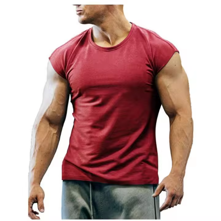Camisetas ajustadas de manga corta para hombre, ropa de fitness muscular para adolescentes - 1