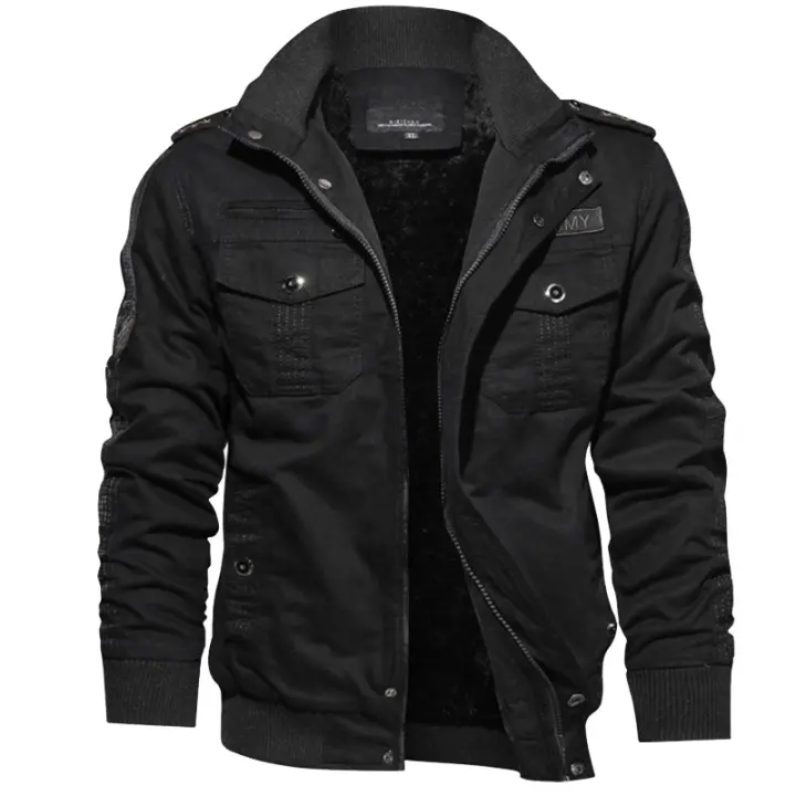 Chaqueta de invierno cálida para hombre, lino poliéster, forro polar - 1