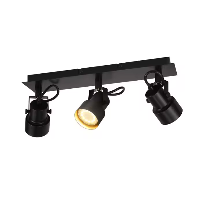 CBJKTX Foco de Techo Negro Lámpara de Techo Vintage GU10 Lámpara de Cocina para 3 Llamas Ajustables Vintage 350 ° - 1