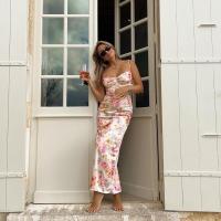Vestidos de fiesta con estampado Floral y tirantes finos, maxivestido ajustado elegante para invitados de boda y vacaciones - details 10