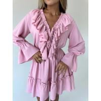 Mini vestido elegante alto con manga larga, agujero en la cintura, lazo de moda para mujer - details 13