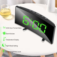 Escritorio de 7 pulgadas para dormitorio de niños, pantalla LED, gran número, mesa, alarma Digital, espejo curvado regulable, reloj - details 5