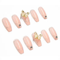 Uñas postizas de mariposa rosa 3D encantadoras reutilizables para mujeres y niñas - details 1