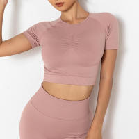 Camisetas deportivas de yoga para mujer, camisetas sexys sin costuras para gimnasio, camisetas para correr, camisetas Fiess - details 9