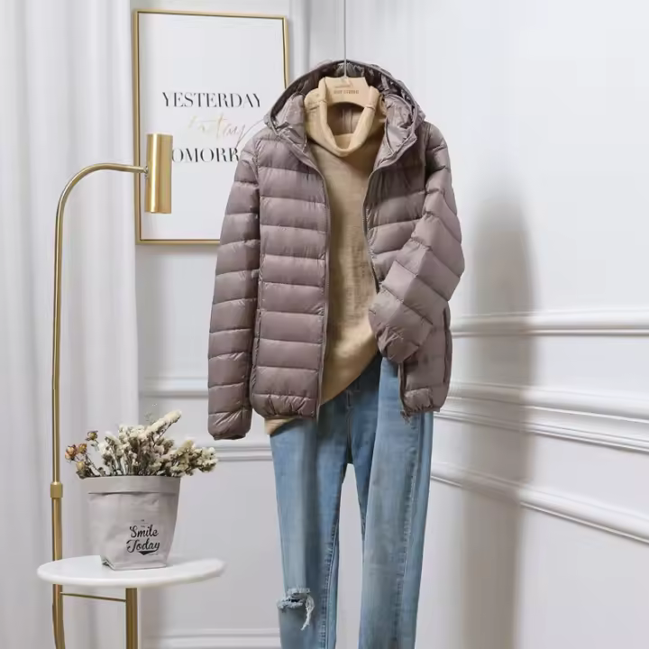 de Chaqueta plumón ultraligera con capucha para mujer, abrigo cortavientos fino y cálido, 7XL talla grande, Invierno gran, - 1