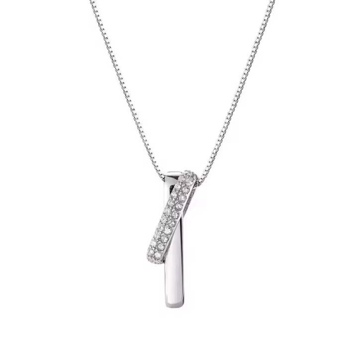Collar de Plata 925 con Doble Cierre Diseño Geométrico Moderno Minimalista - 1