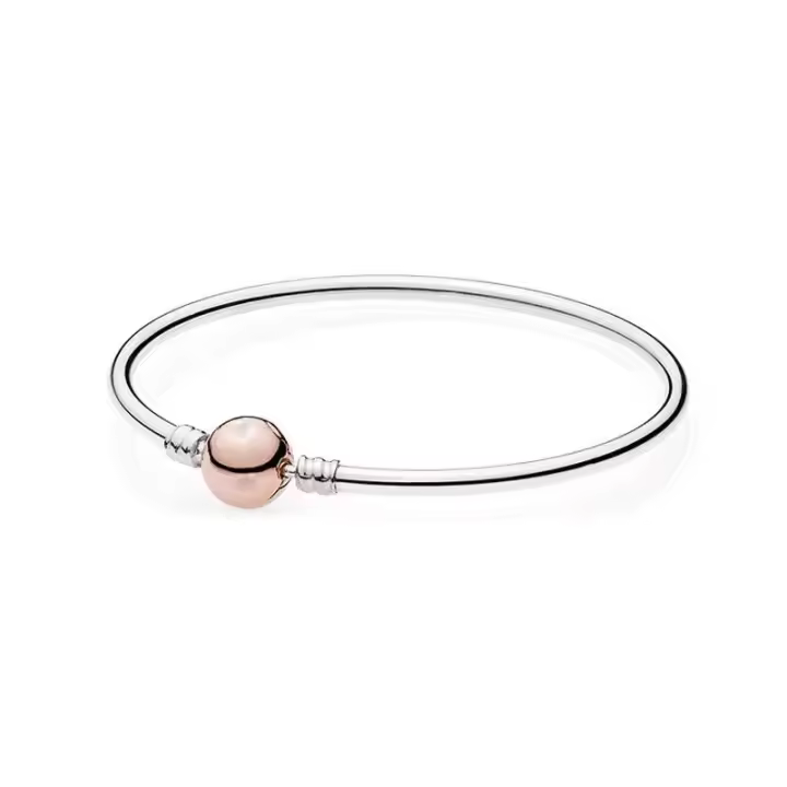 Elegante pulsera de plata de dos tonos con detalles de cuentas de oro rosa: regalo de joyería multifuncional para mujer - 1